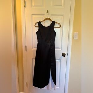 Jessica McClintock Girls Dress Formal Recital Satin Black White Rhinestones